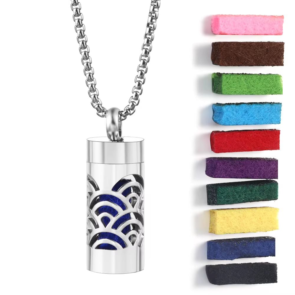 New Stainless Steel Aromatherapy Perfume Necklace Essential Oil Diffuser Flowers Hollow Pendant Spiral Open Charm Women Jewelry