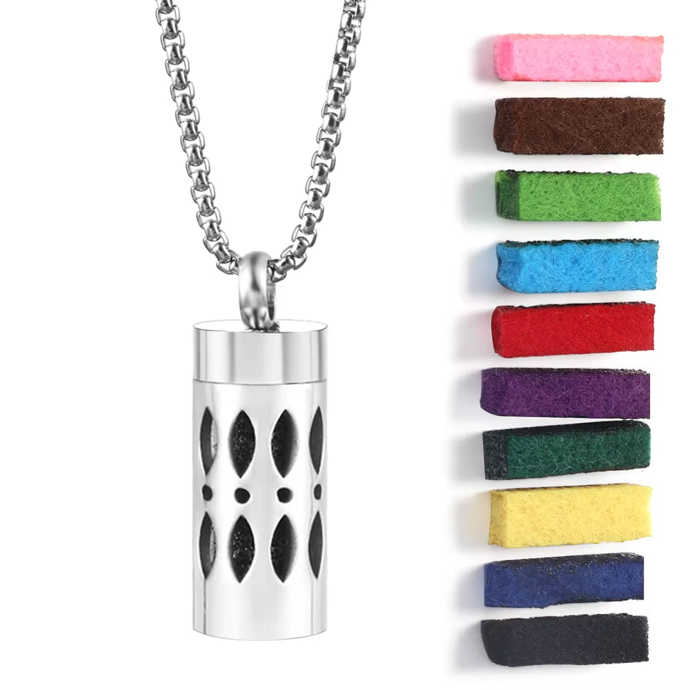 New Stainless Steel Aromatherapy Perfume Necklace Essential Oil Diffuser Flowers Hollow Pendant Spiral Open Charm Women Jewelry